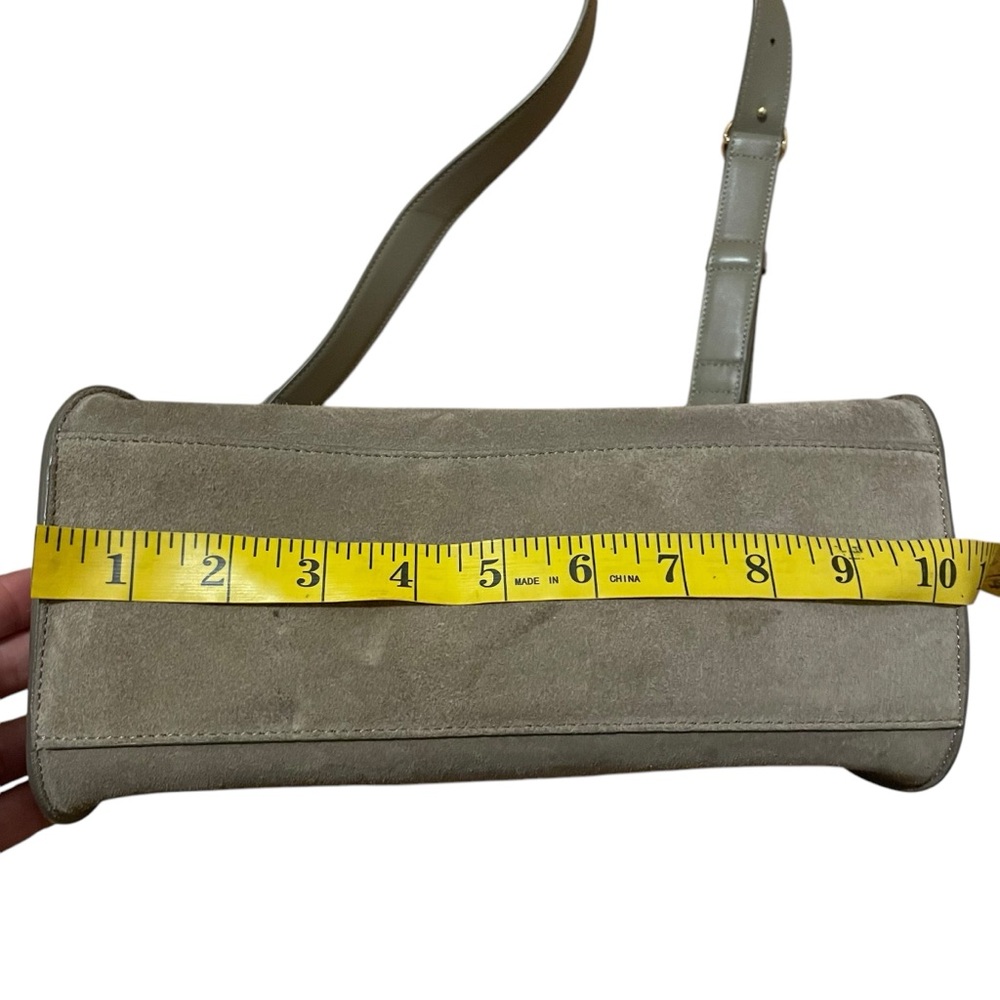 CUYANA Taupe Suede Double Loop Bag Magnetic Closure - Picture 7 of 9